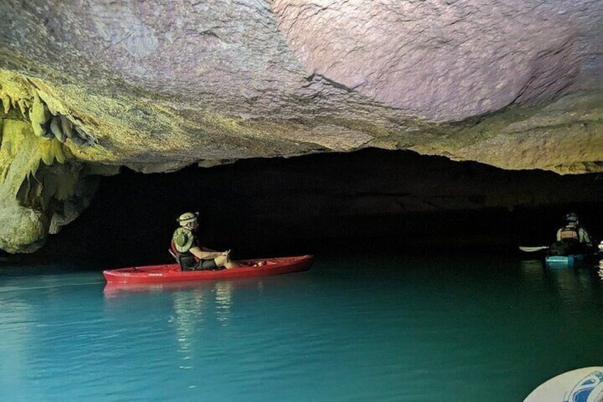 Jungle Bluehole Cave kayak adventure Belize
