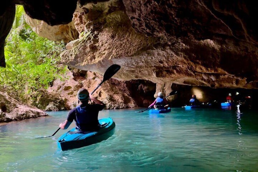 Jungle Bluehole Cave kayak adventure Belize