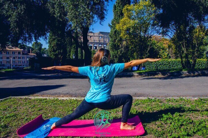 Yoga Class Experience with the View of Colosseum