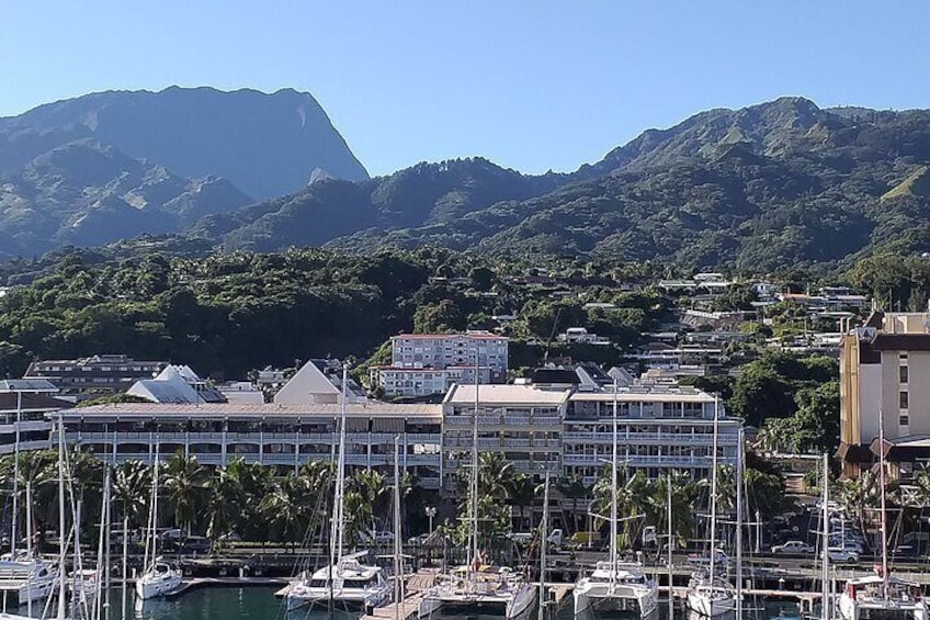 Orohena and Papeete from the cruise ship dock