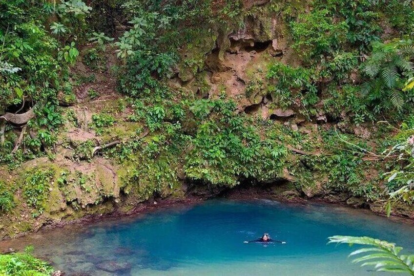 Cave tubing and Bluehole cenote swimming combo