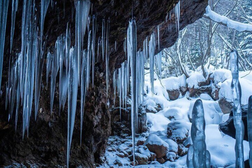 Bamboo Ice Cave Snowshoeing Tour in Noboribetsu