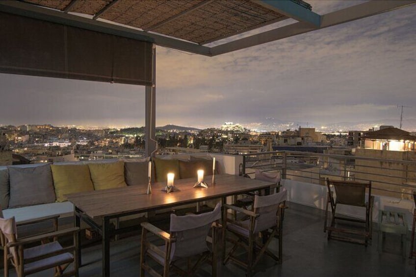 Greek Seafood Rooftop Dinner with Panoramic Acropolis Views