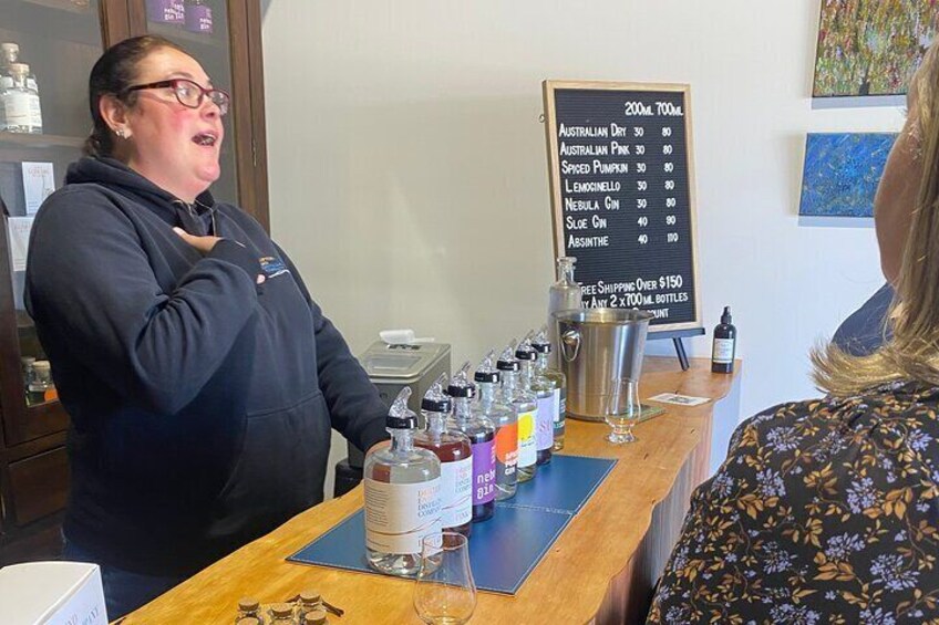Sam Jones from Drifters End Distillery entertaining the guests.
