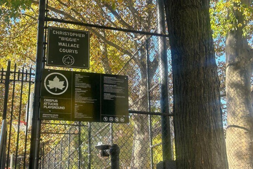 A basketball court honoring the G.O.A.T. of Hip-Hop.