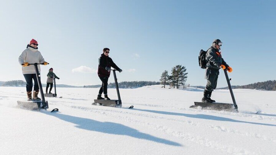 Great snow surfing on a sunny winter day