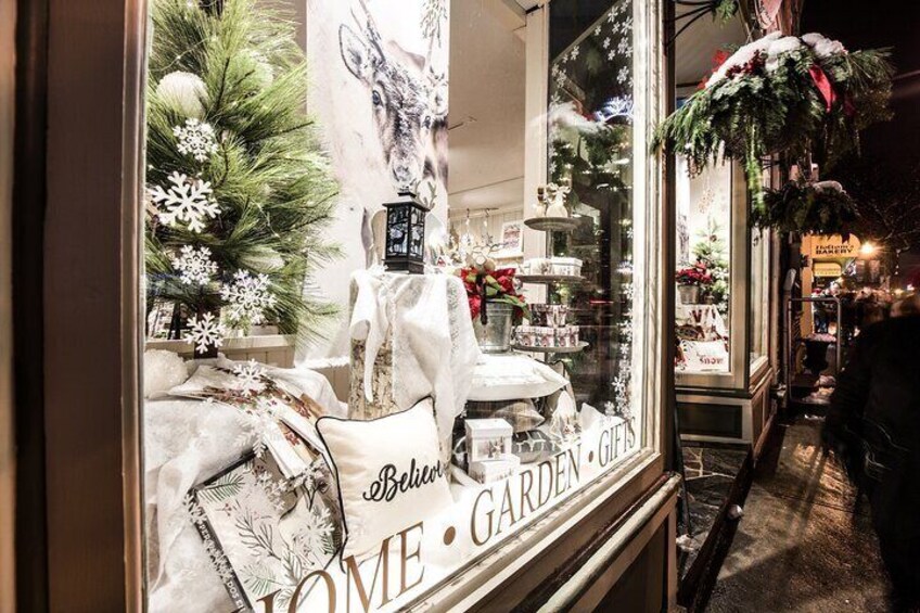 Get in the spirit and stroll the shops decorated for Christmas