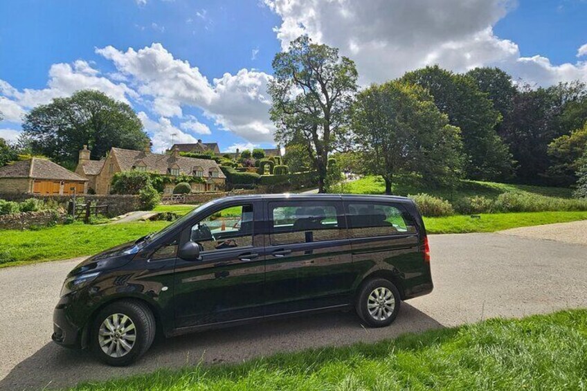 One of our minibuses at Upper Slaughter