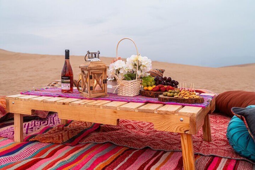 Picnic and Sunset in Huacachina desert