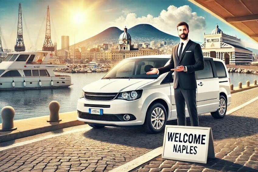 Driver waiting for guests at the port of Naples