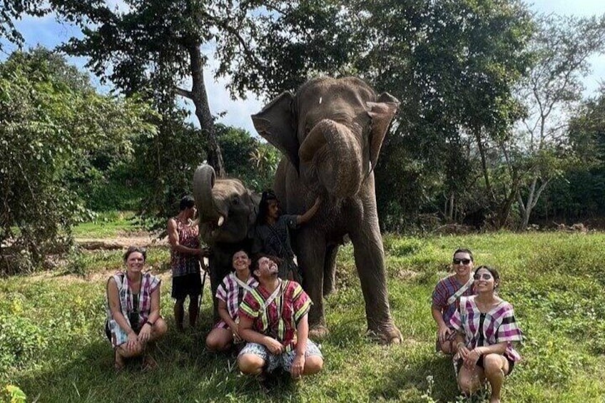 Happy staying with elephant in the elephant care camp