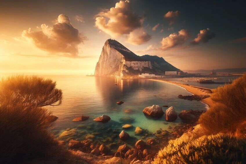 Scenic View of the Rock of Gibraltar from Punta Mala