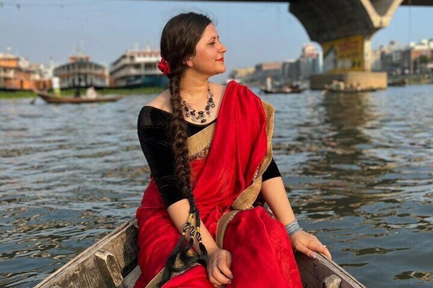 Our lovely guest from Nepal enjoying a peaceful boat ride