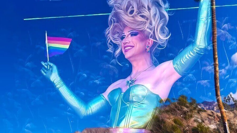 Sightseeing Queen of Palm Springs "Anita Doll" celebrating Drag & Fly's launch at PS Pride 2024.