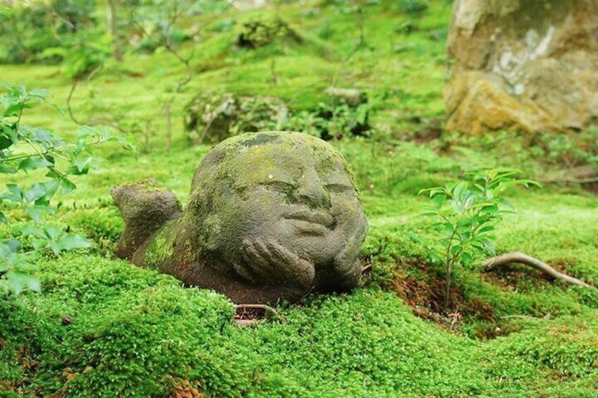 The vast temple grounds of Sanzen-in Temple are full of towering ancient trees, moss-covered grounds, and gurgling streams.