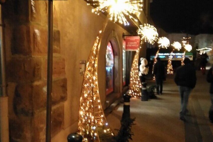 Illuminated streets of Obernai in Alsace