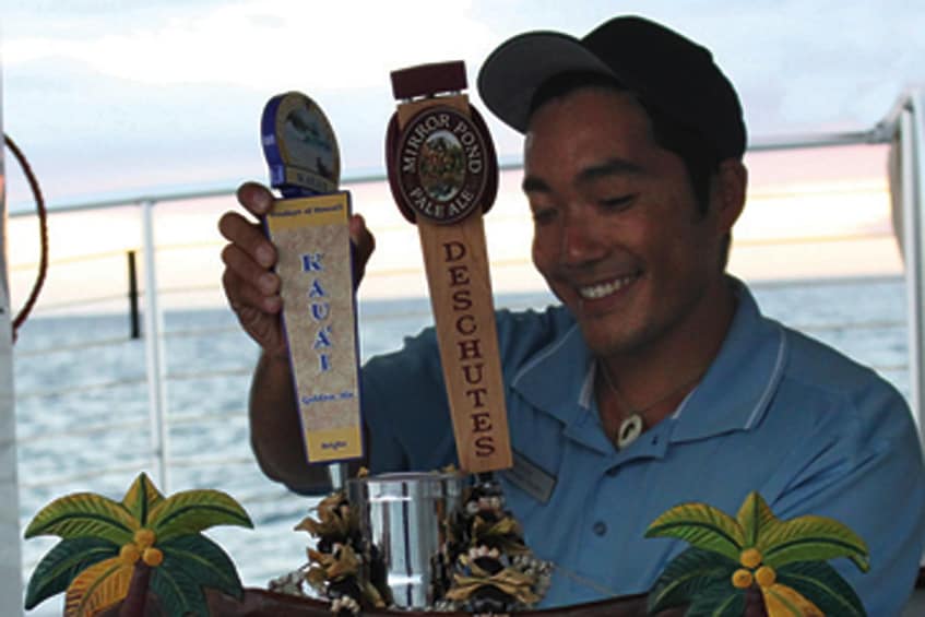 Bartender aboard the Waikiki Sunset Cocktail Cruise