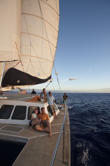 Group enjoying the views aboard the Waikiki Sunset Cocktail Cruise