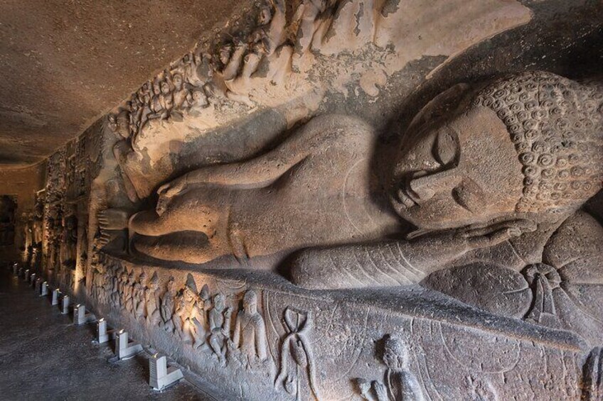 Ajanta Cave with Buddha Statue.