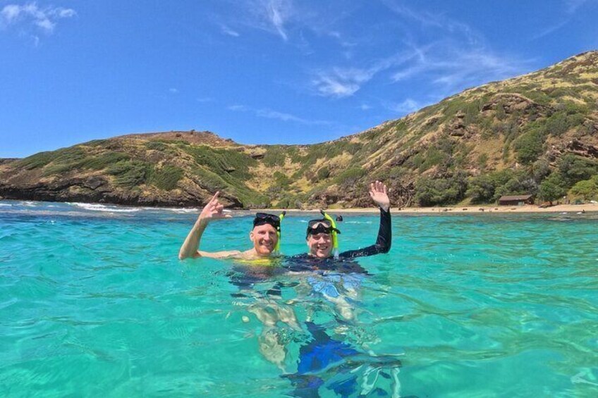 Snorkel fun in the crystal clear waters of Hanauma Bay on our fully guided snorkel tour!