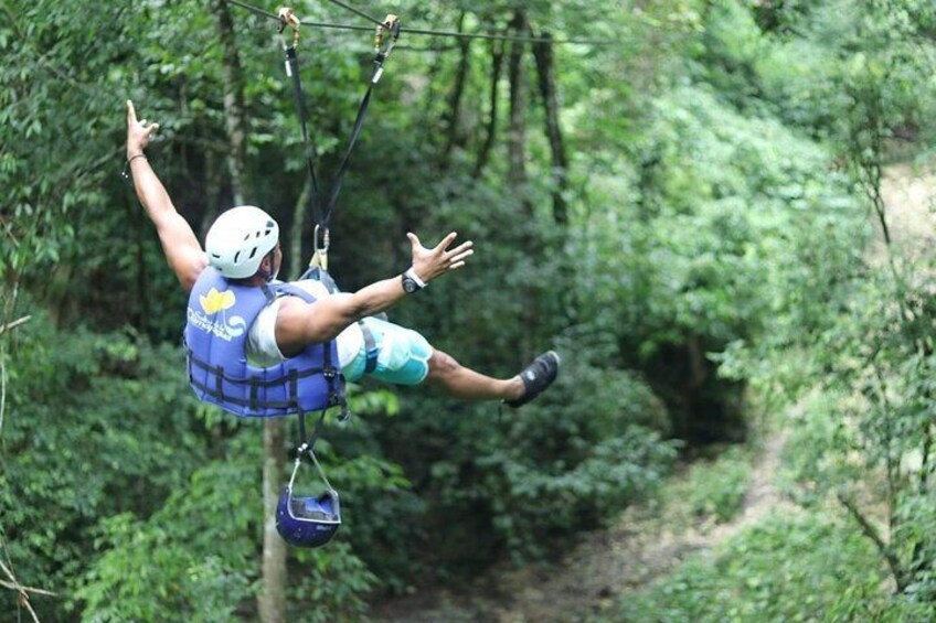 Zip lining in Waterfalls of Damajagua