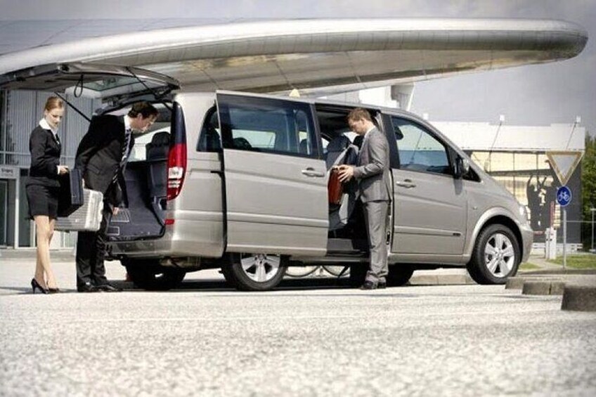 Airlines terminal curbside pickup and drop-off.