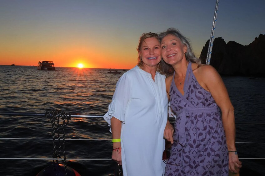 Shared Sunset Catamaran at Los Cabos with Open Bar, Dinner & Live Music
