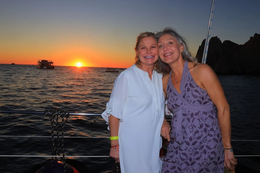 Shared Sunset Catamaran at Los Cabos with Open Bar, Dinner & Live Music