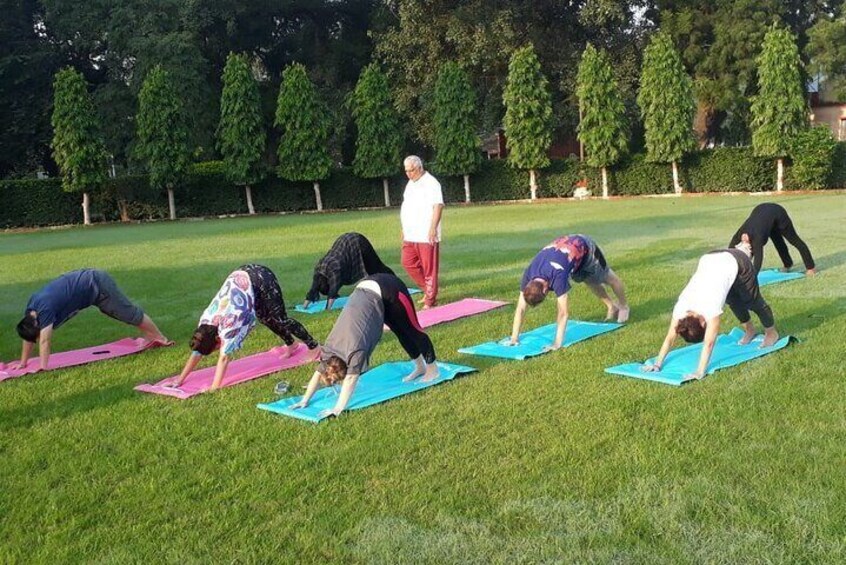 Yoga class on a location.