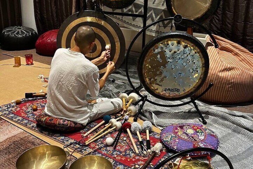 We love creating mystical soundscapes with our 5 gongs