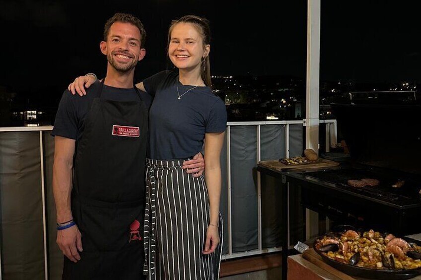 BBQ Paella in a Penthouse Terrace in Barcelona with a Chef