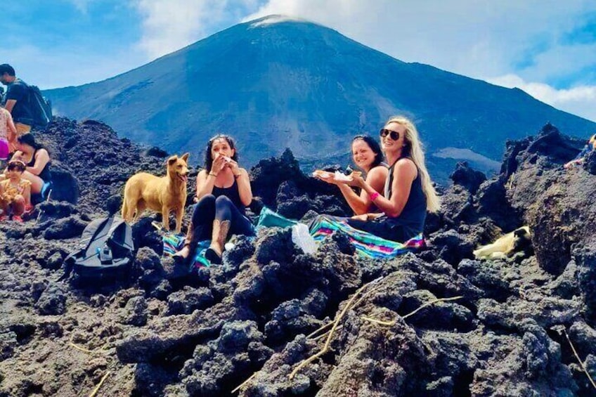 Traditional Cuisine cooked in lava with a lava chef