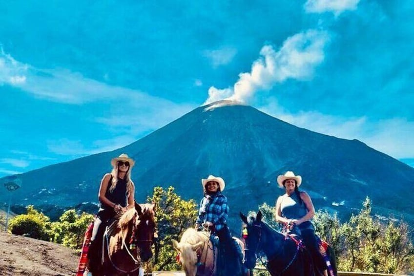 You are horseback riding on Active Pacaya Volcano in the lava beds- super cool-super safe