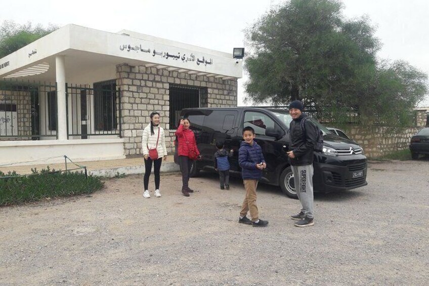 Tourists at the entrance to the archaeological site, Thuburbo Majus