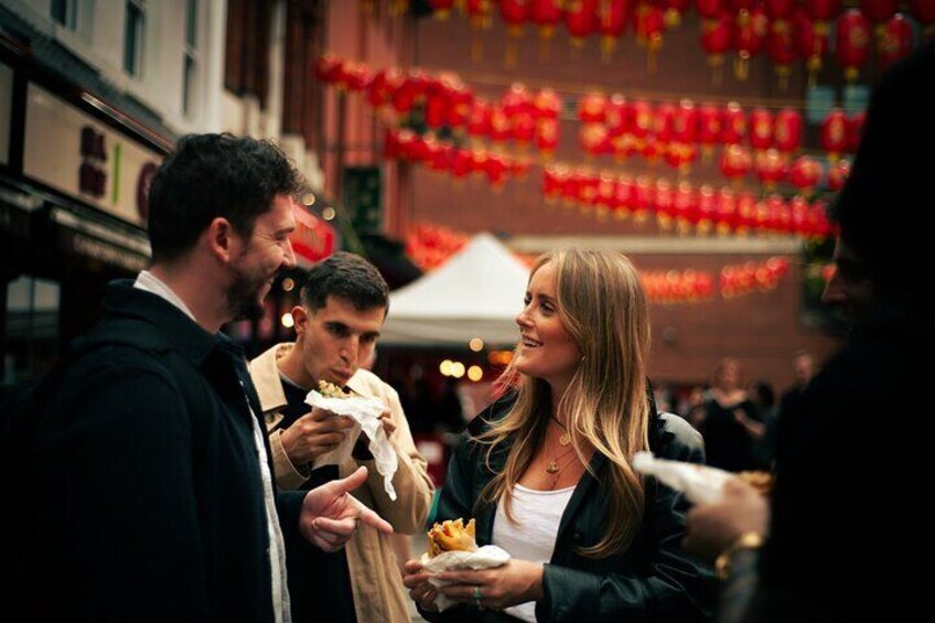 David with guests in London's famous Chinatown