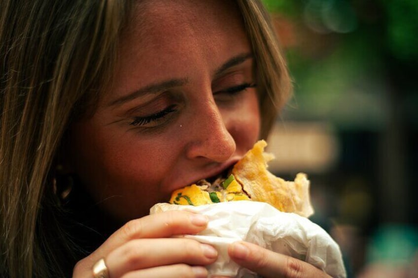 One of our guests enjoying her decadent food