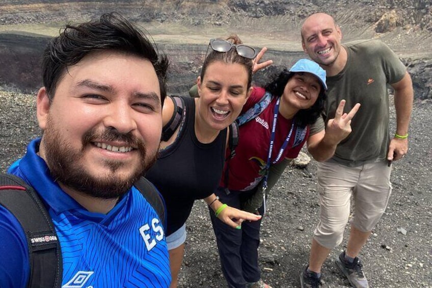 Tourists enjoying the beautiful crater of Santa Ana Volcano