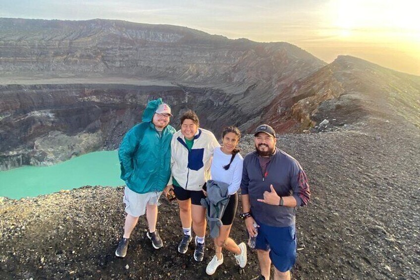 Tourists enjoying the beautiful crater of Santa Ana Volcano