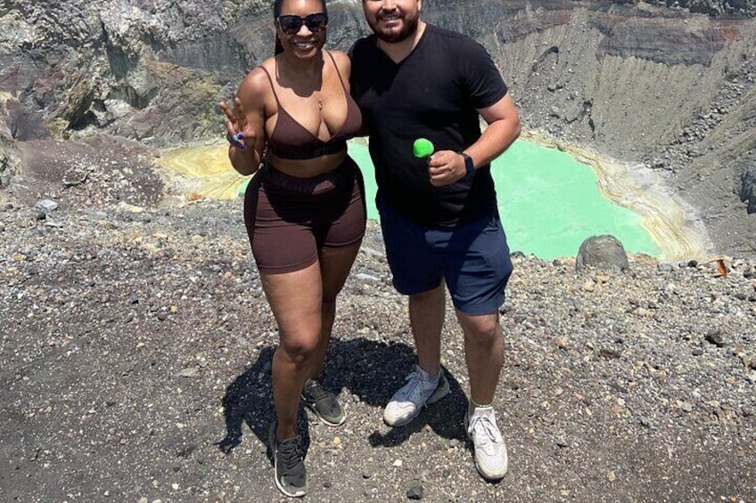 Tourists enjoying the beautiful crater of Santa Ana Volcano