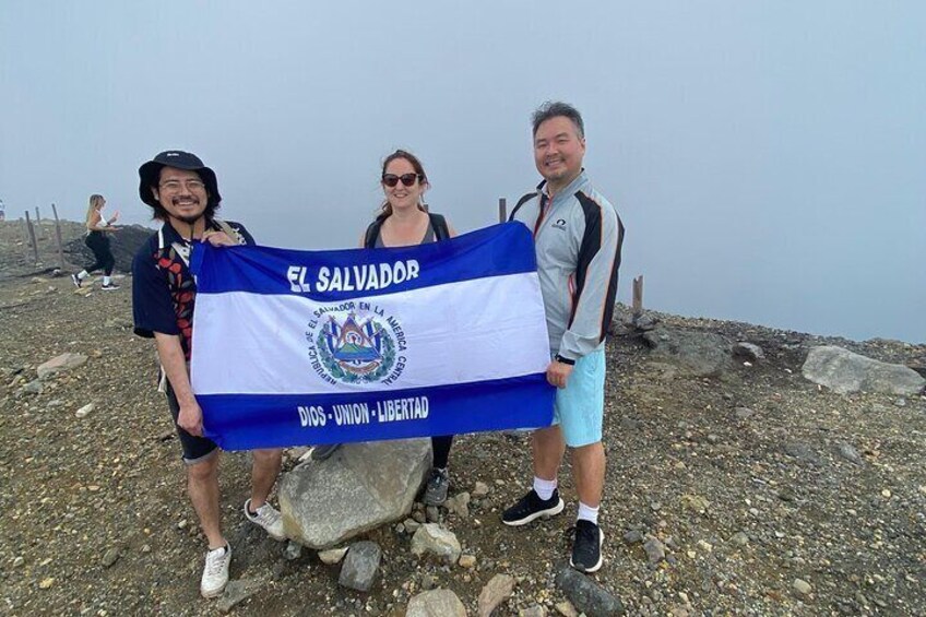 Tourists enjoying the beautiful crater of Santa Ana Volcano