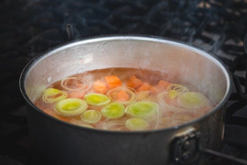 Learn How to Cook Salmon Soup inside Finnish Hut (private)