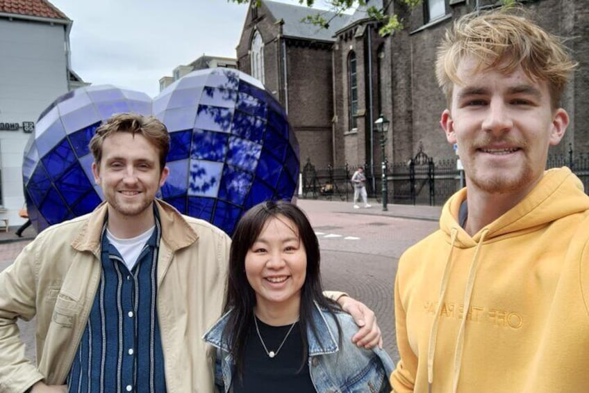 Group in front of Blue Heart in Delft