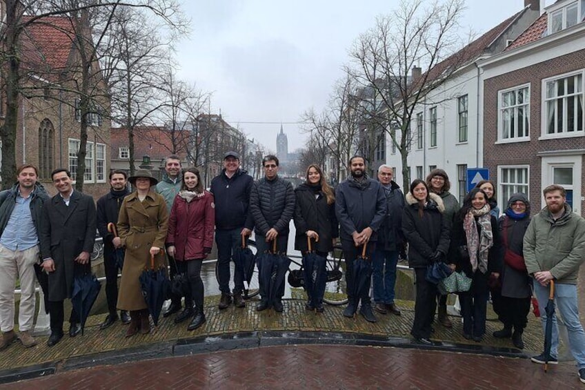 Group in front of Oude Delft in Delft