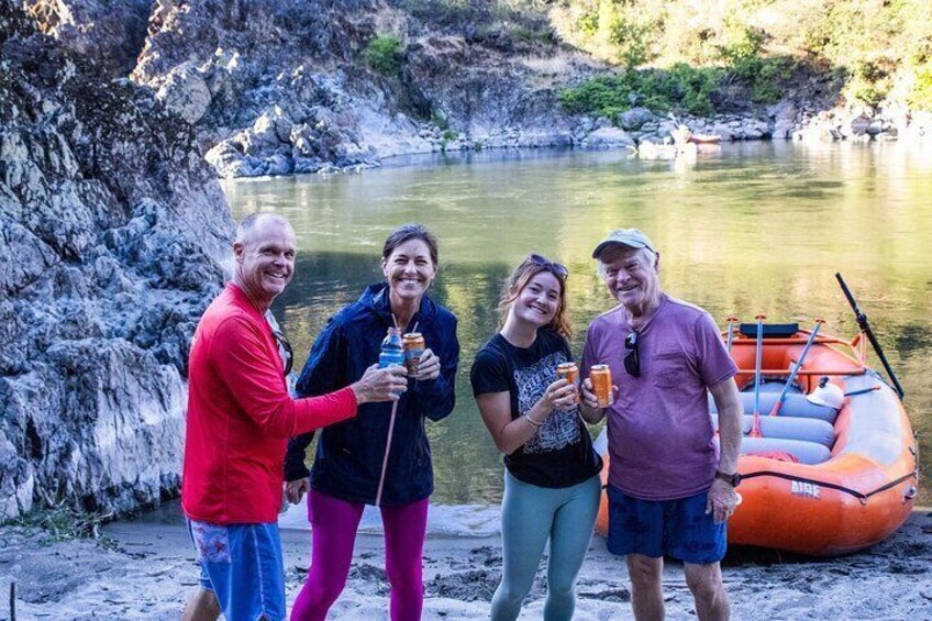 Family relaxing together on the Rogue River
