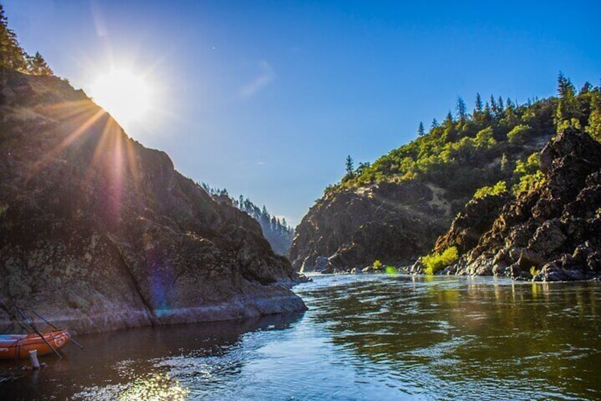 Watching the sun hit the canyon walls on the Rogue River