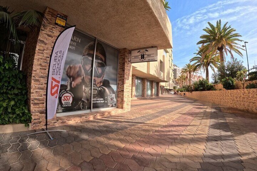 Exterior of the Scubadivepro dive centre in Tenerife