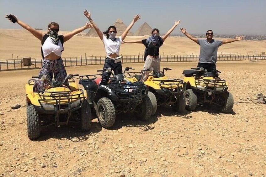 Enjoy a private, exhilarating ATV adventure in the iconic desert landscape of Giza, with spectacular pyramid views.