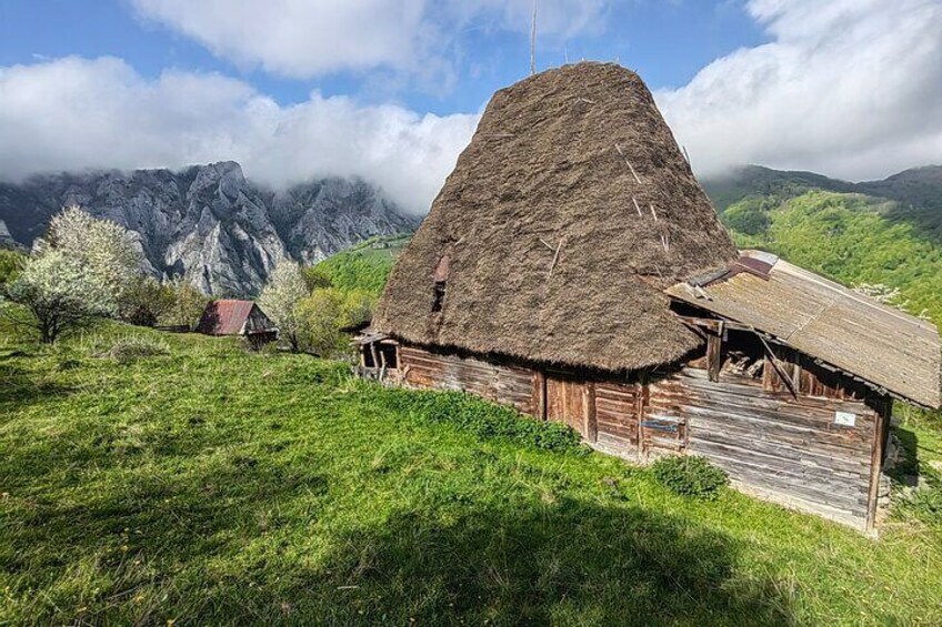 Scărița Belioara Nature Reserve with the pictoresque wodden huts. 