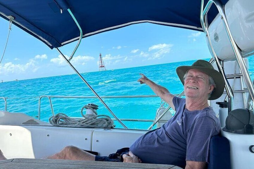 We'll sail right by the famous Sombrero Reef Lighthouse