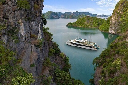 Crucero en catamarán de lujo 5 estrellas Halong y aventura en la bahía de L...